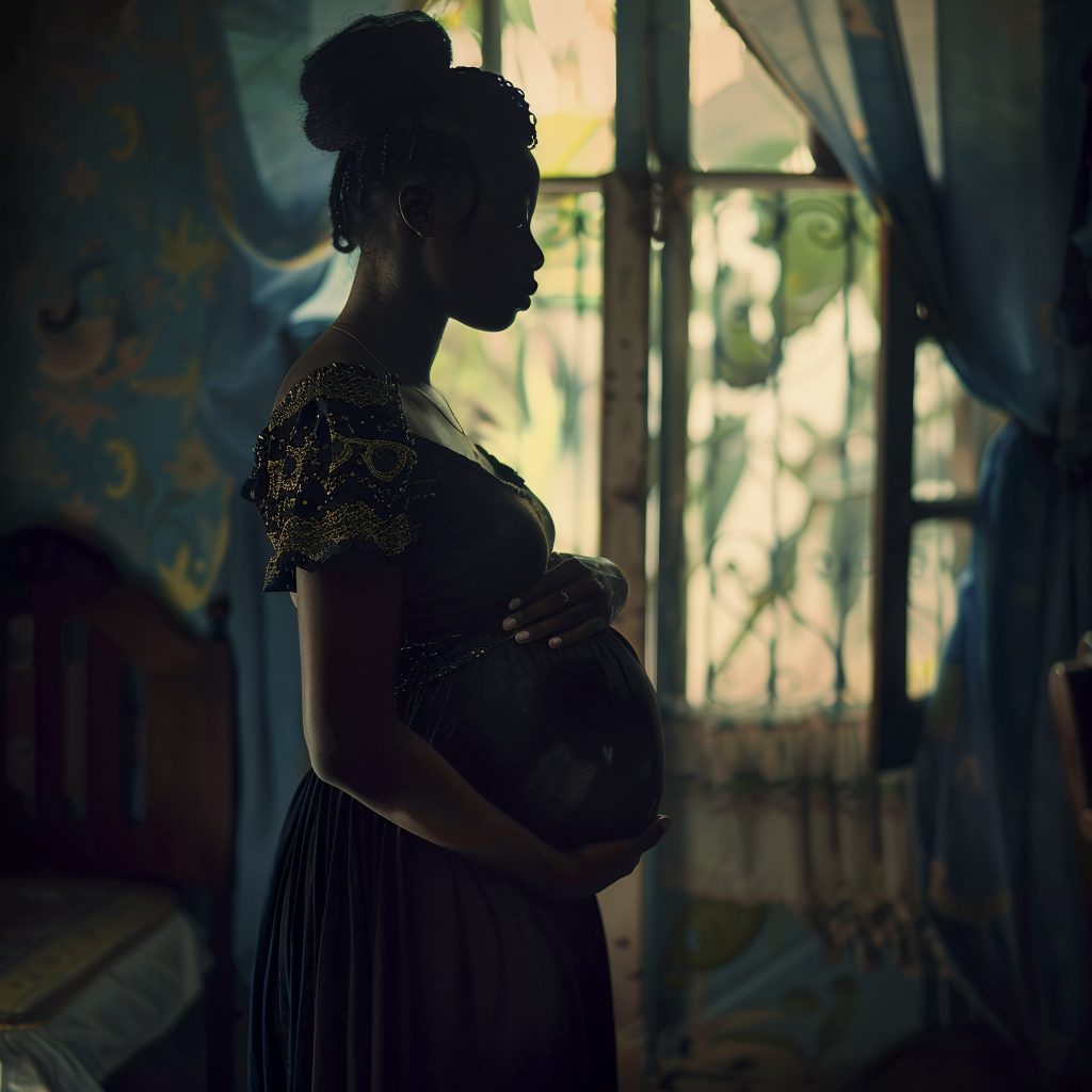 black pregnant women posing